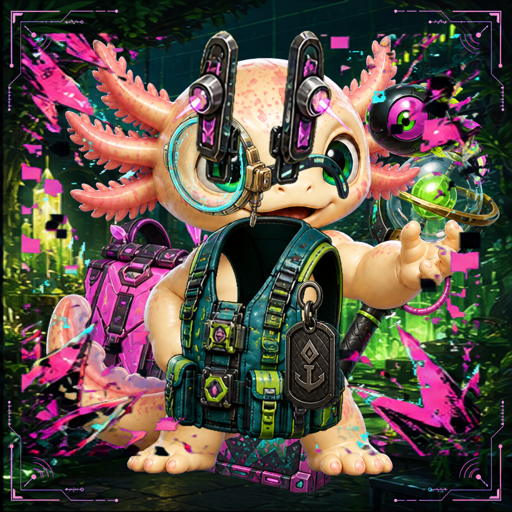 V5 Rose Signal Riot AXO Pet wearing a full hacker-degen loadout